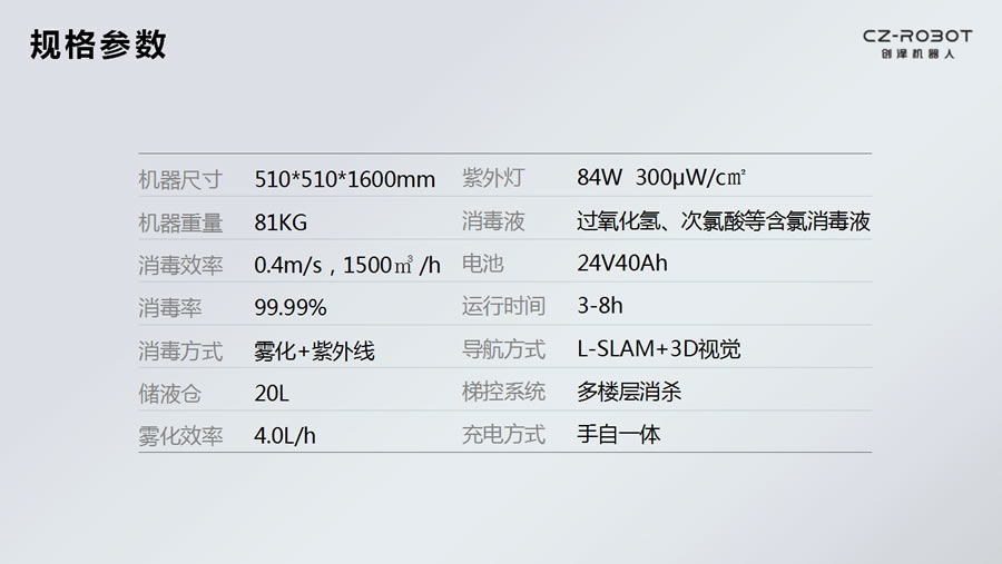 醫用智能消毒機器人參數